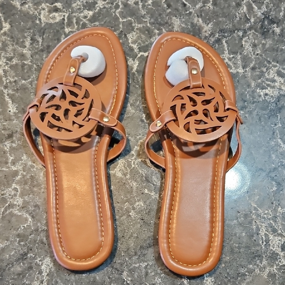 Brown Leather Sandals with Intricate Cutout Design